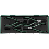 AG010002SC JONNESWAY Ложемент с пластиковой крышкой, Набор щипцов 7" для демонтажа стопорных колец 4 предмета. Ложемент с пластиковой крышкой.